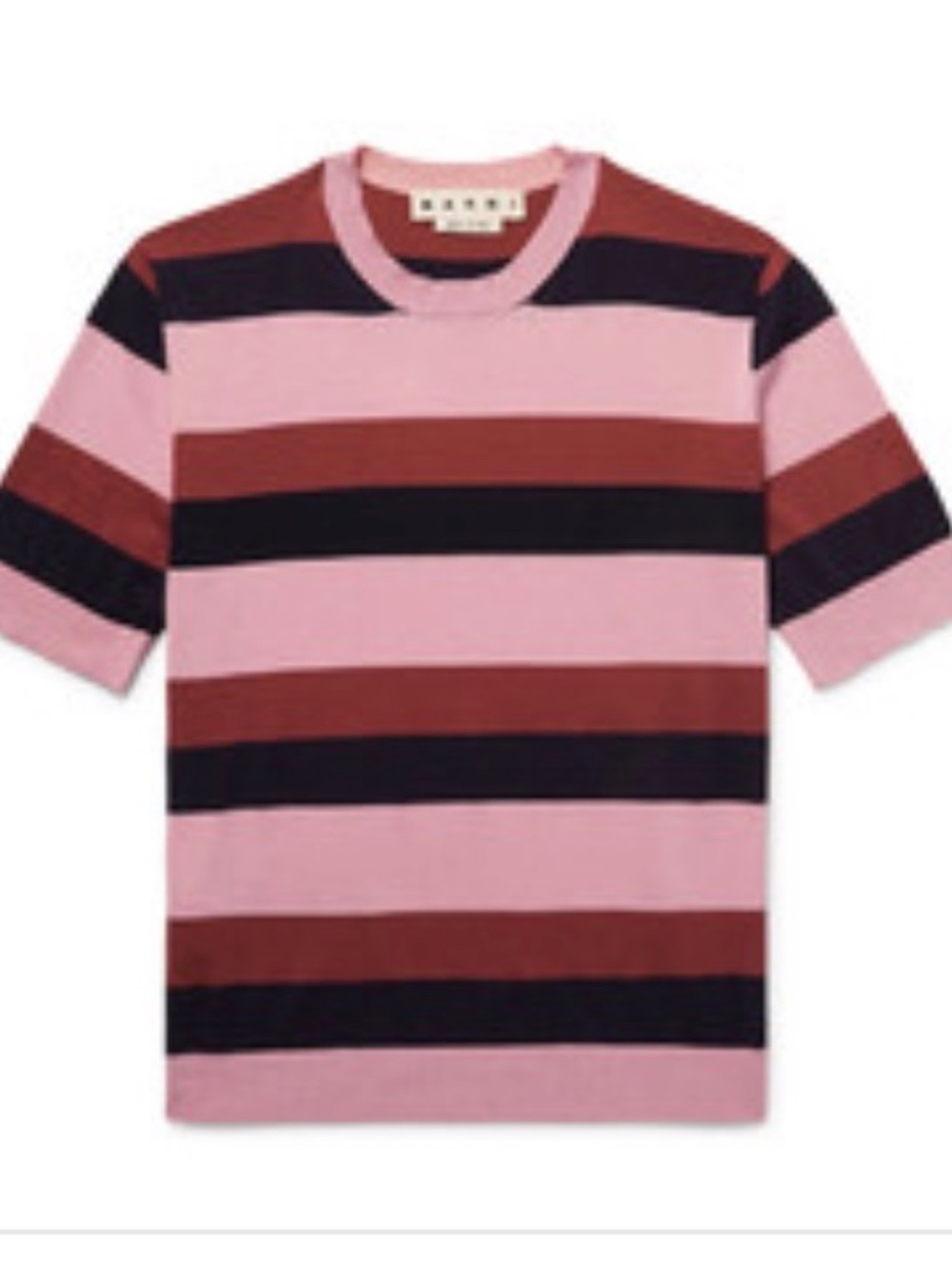 Striped Knitted Cotton T Shirt Pink Horizontal Striped T-shirt by Marni